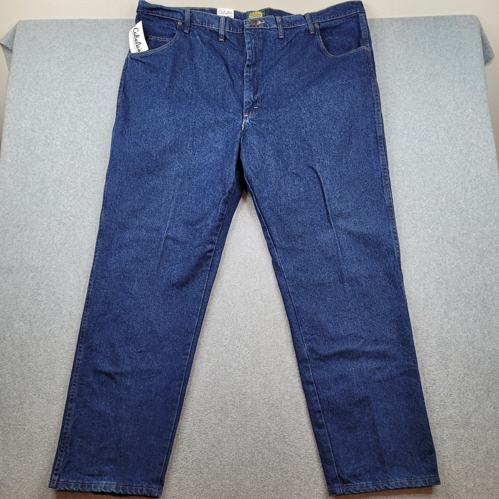 Cabelas Roughneck Relaxed Fit Jeans Mens 48x32 Dark Stone Blue 100% Cotton NWT